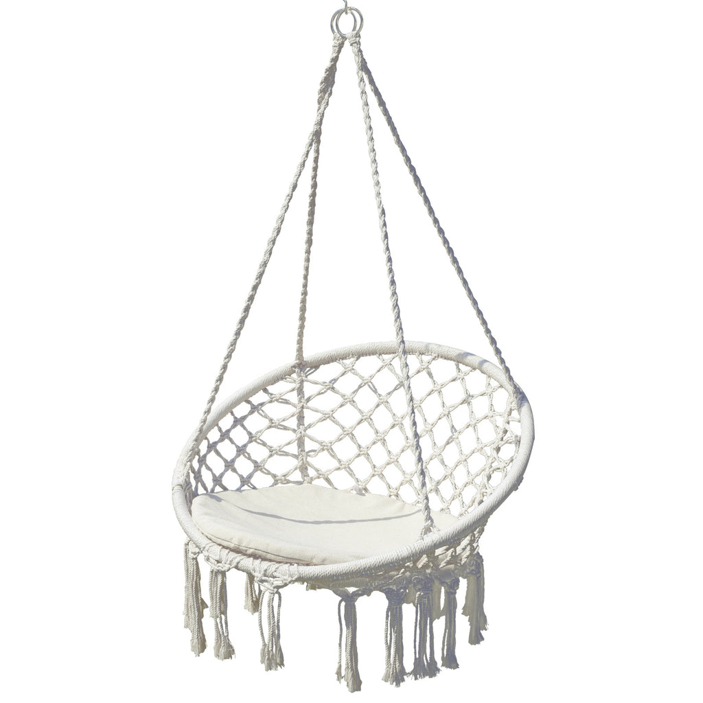 Nordic style tassel hanging chair hand-woven hanging basket cotton rope swing