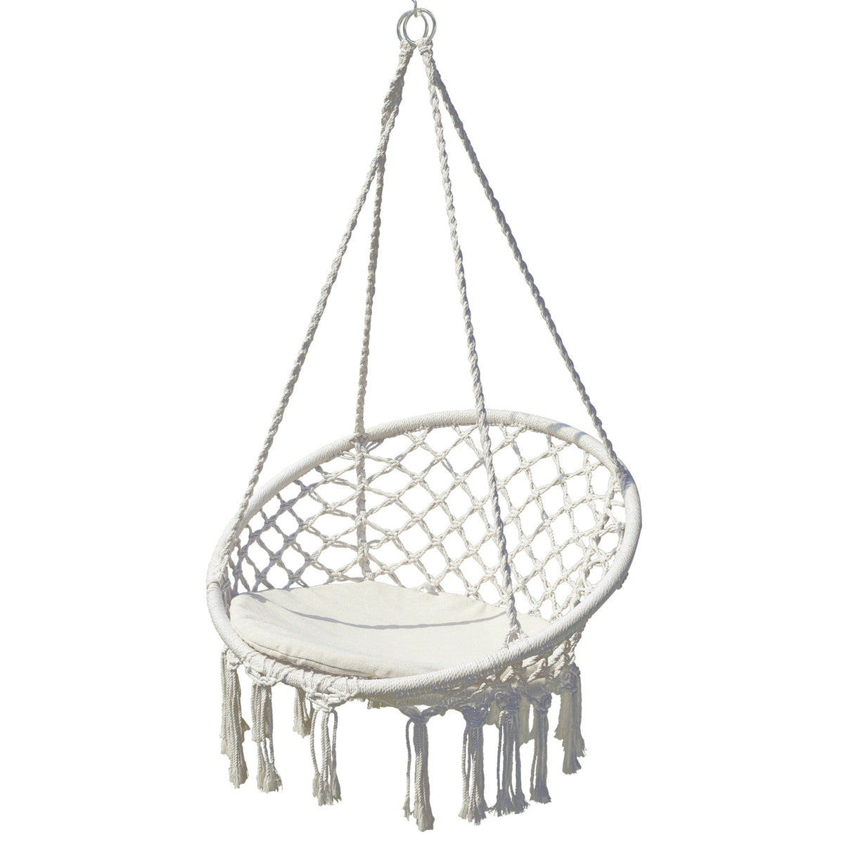 Nordic style tassel hanging chair hand-woven hanging basket cotton rope swing