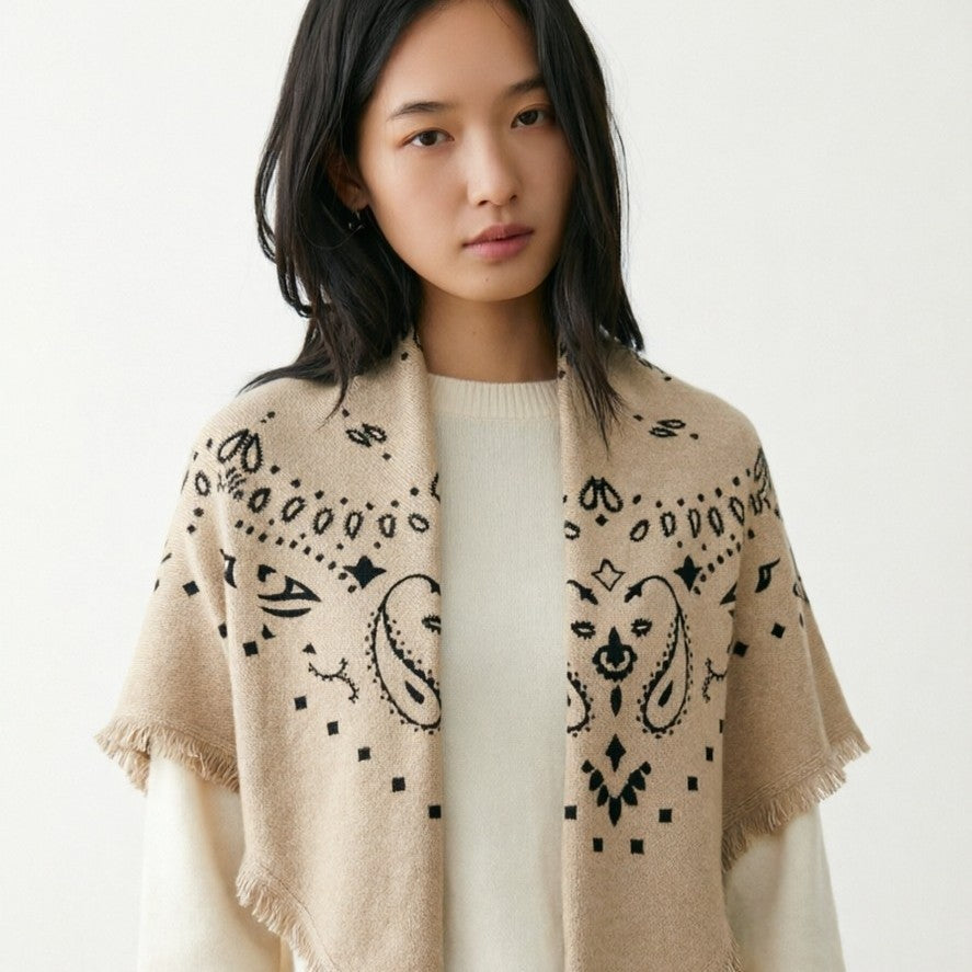2026 New Style Cashmere Knitted Printed Square Scarf/Shawl - Spring/Summer, Warm in Air-Conditioned Rooms, Autumn/Winter, Stylish and Versatile Scarf