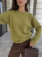 2026 Autumn/Winter New Style Faux Mink Cashmere Loose Round Neck Sweater for Women, Soft Knitted Pullover, Hot Selling Across Borders
