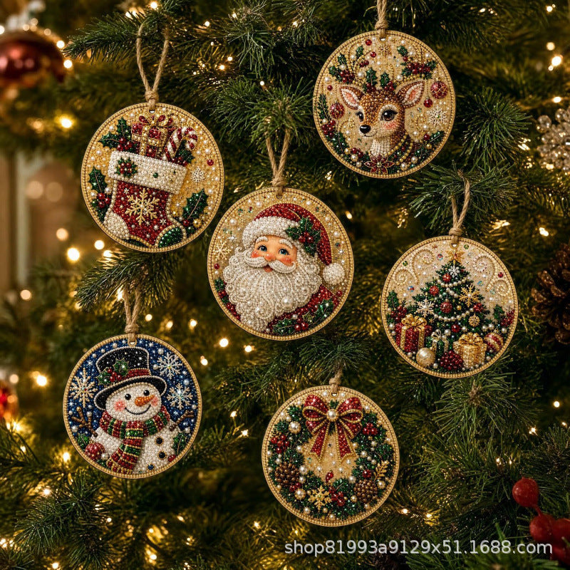 6PCS Christmas Wooden Ornaments