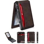Bi-fold carbon fiber flip wallet, RFID anti-theft, stylish, large-capacity card holder with wallet and card compartment.