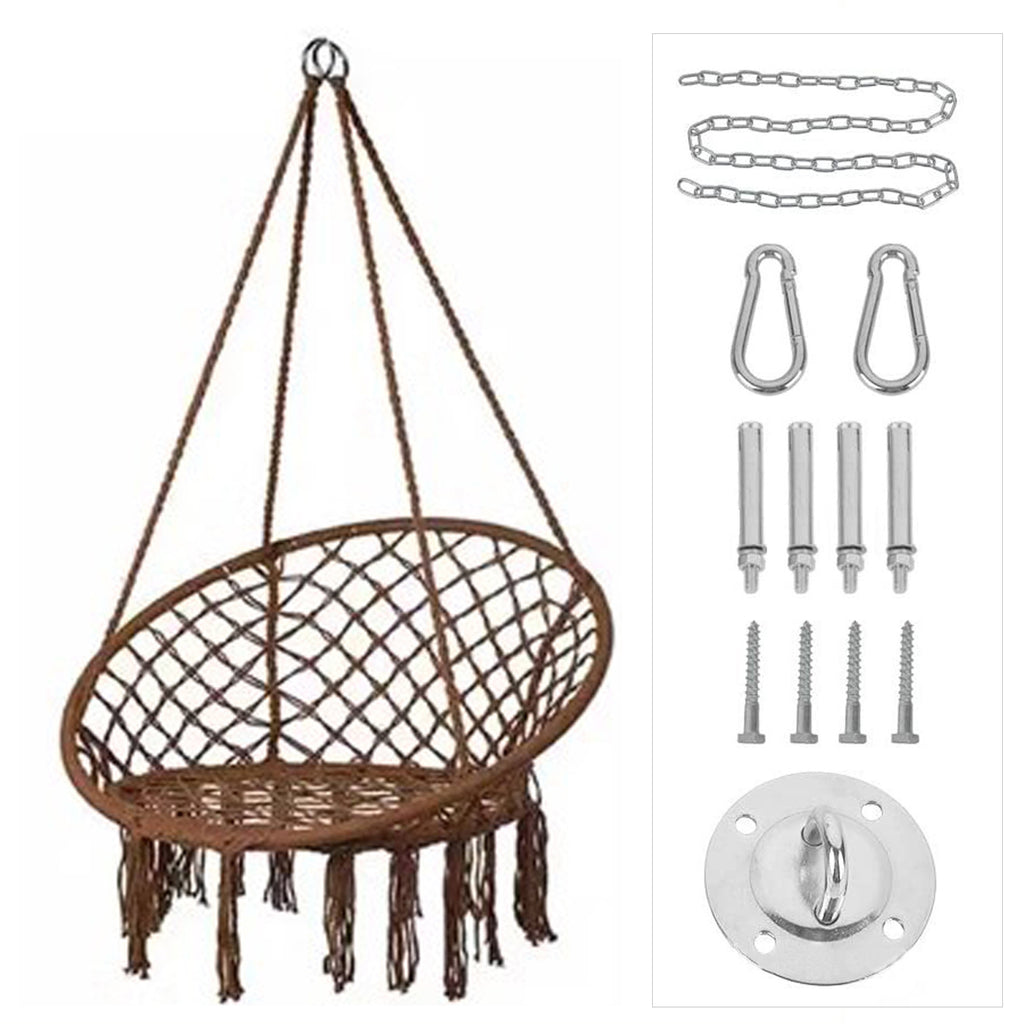 Nordic style tassel hanging chair hand-woven hanging basket cotton rope swing