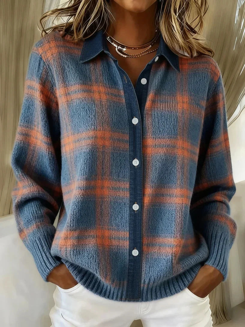 2026 New Women's Shirt, Collared Cardigan, Solid Color Knit 3D Print, Christmas Autumn/Winter