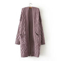 Women's Cross-Border Trade Sweater Coat 2026 Autumn/Winter New Korean Style Loose Cable Knit Solid Color Mid-Length Knit Cardigan
