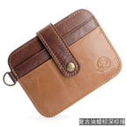 Small round elephant leather driver's license card holder, thin men's wallet/coin purse/short card holder, export style.