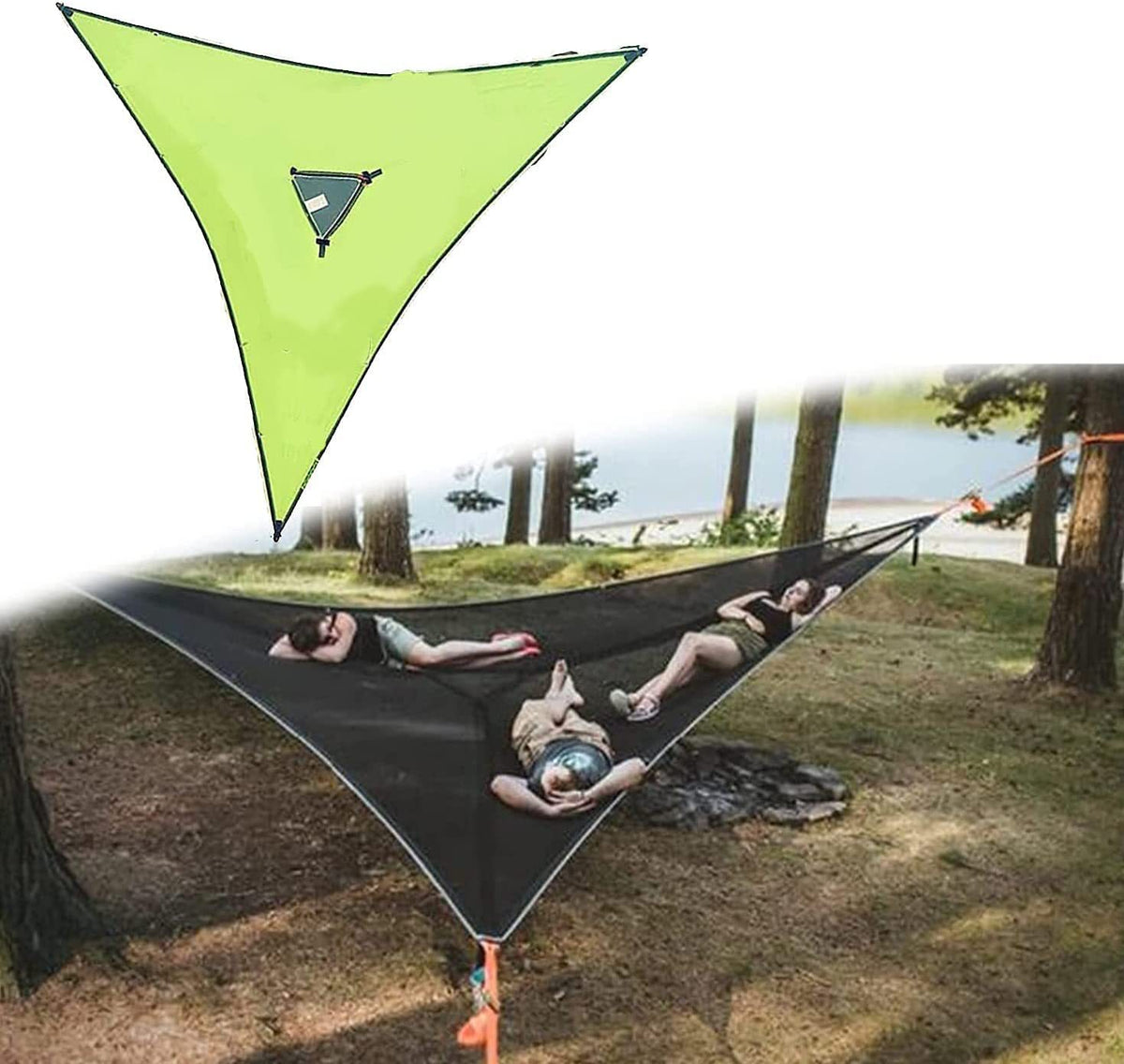 Air Multiplayer Triangular Hammock Portable Mesh, Mesh Hammock Aerial Tree Tent Leisure Mesh Bed