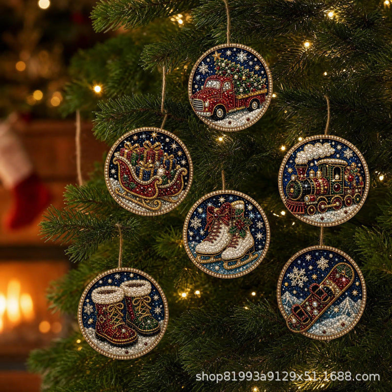 6PCS Christmas Wooden Ornaments