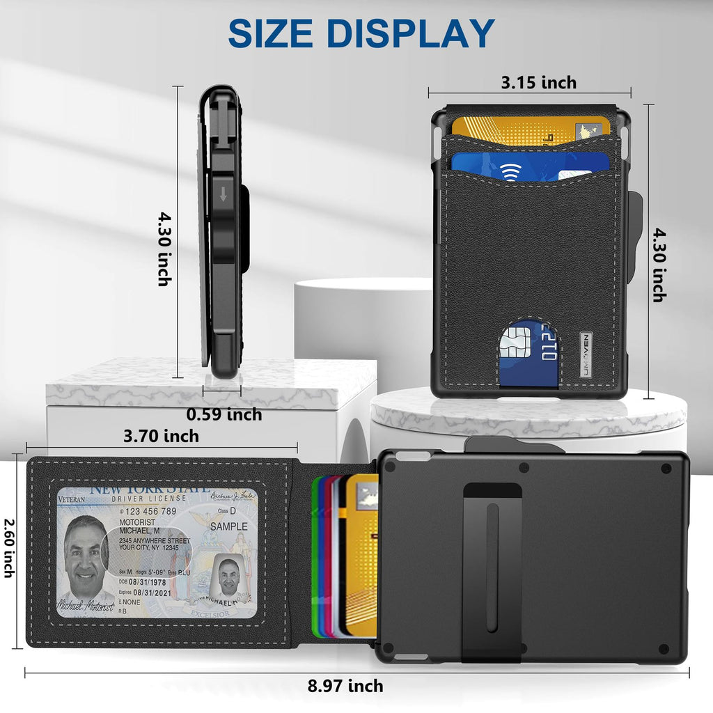 Bi-fold carbon fiber flip wallet, RFID anti-theft, stylish, large-capacity card holder with wallet and card compartment.
