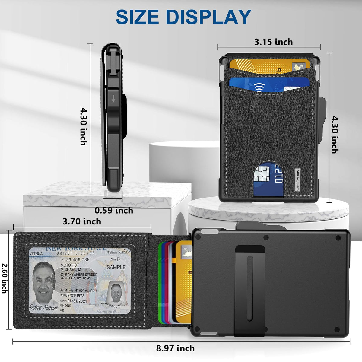 Bi-fold carbon fiber flip wallet, RFID anti-theft, stylish, large-capacity card holder with wallet and card compartment.