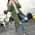 Women's Cross-Border Trade Sweater Coat 2026 Autumn/Winter New Korean Style Loose Cable Knit Solid Color Mid-Length Knit Cardigan