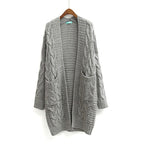 Women's Cross-Border Trade Sweater Coat 2026 Autumn/Winter New Korean Style Loose Cable Knit Solid Color Mid-Length Knit Cardigan