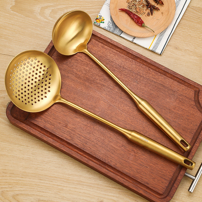 304 Stainless Steel Spatula, Ladle, Kitchen Utensils, Stainless Steel Pot Spatula, Hot Pot Strainer, Kitchen Special, Gold Gift Set