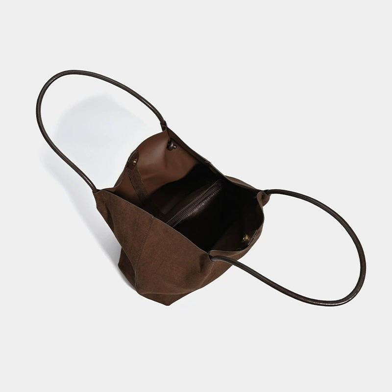 Korean style autumn/winter large capacity retro suede 2026 new casual commuter shoulder bag/handbag/mother and daughter tote bag