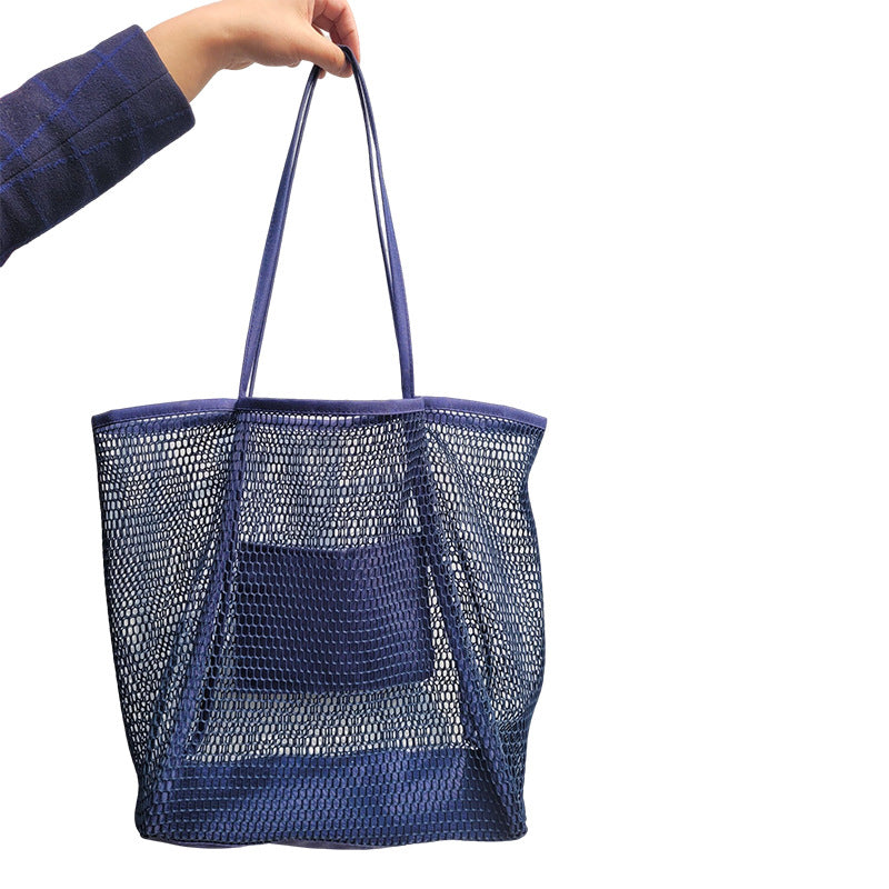 Large capacity women's beach bag, hollow mesh beach bag, outdoor travel storage bag, tote bag