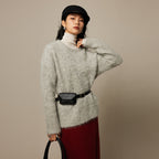 Exquisite and unwavering, G-quality niche alpaca wool crew neck sweater for women, 2026 autumn/winter, relaxed and loose knitwear.
