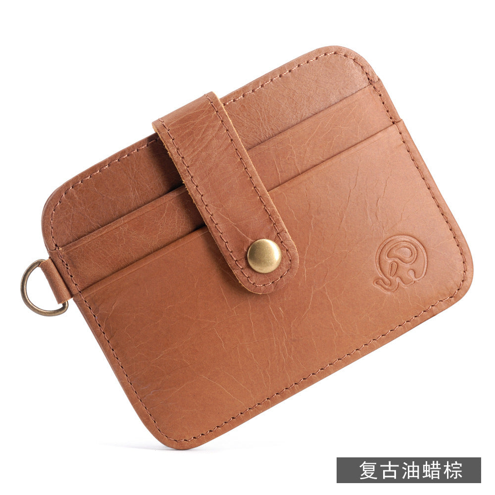 Small round elephant leather driver's license card holder, thin men's wallet/coin purse/short card holder, export style.