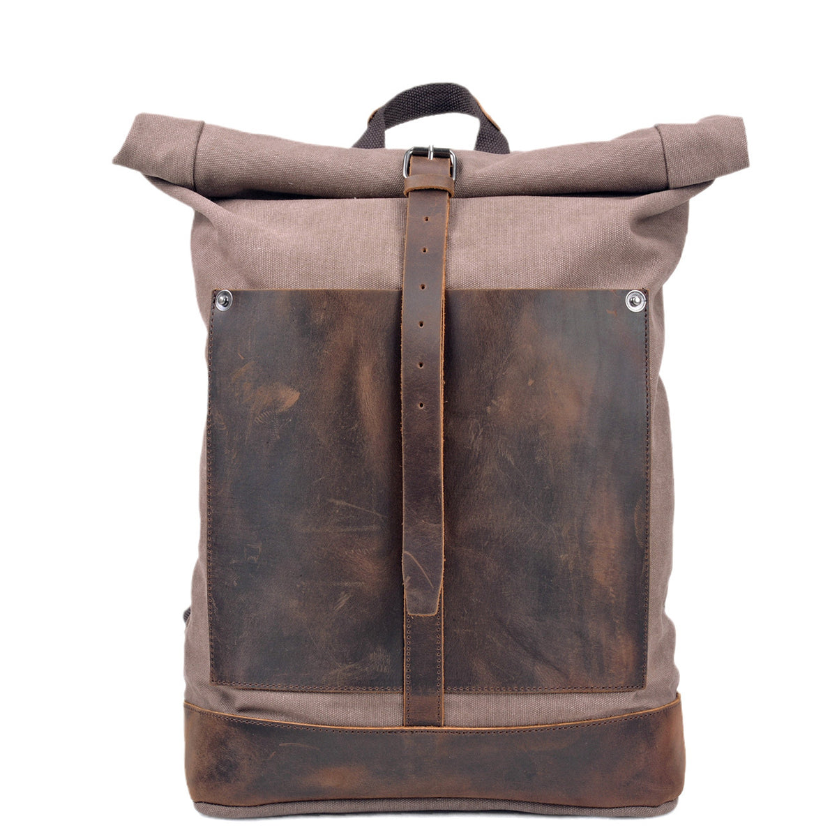 European and American retro washed canvas men's bag backpack large capacity roll top expansion backpack men's bag outdoor mountaineering bag