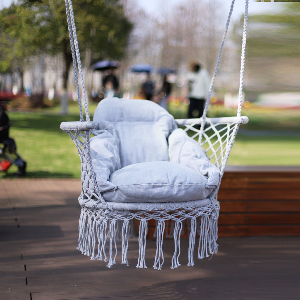 Nordic style tassel hanging chair hand-woven hanging basket cotton rope swing