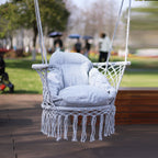Nordic style tassel hanging chair hand-woven hanging basket cotton rope swing