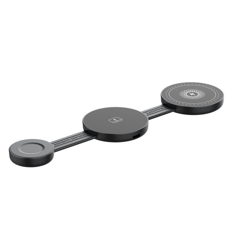 Multi-functional 3-in-1 wireless fast charging desktop folding wireless charger suitable for Apple phones and earphone stands