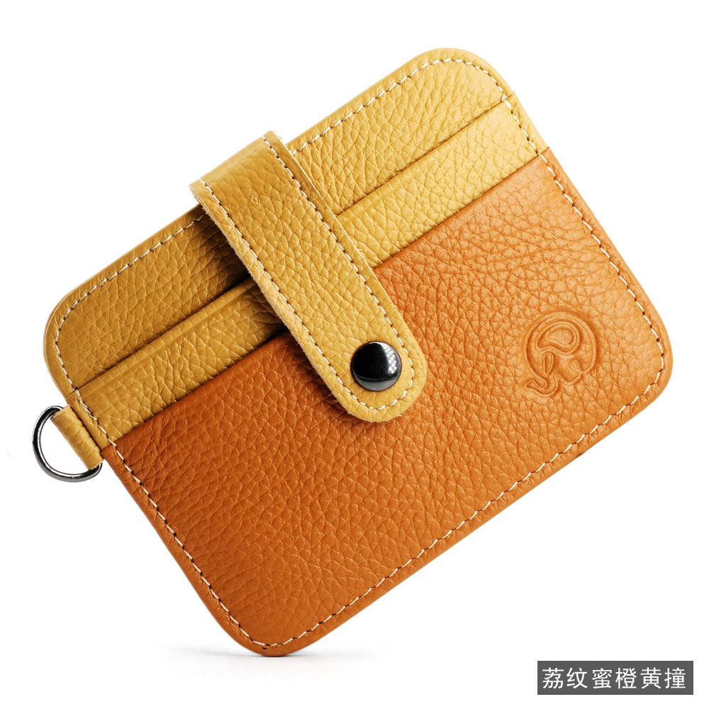 Small round elephant leather driver's license card holder, thin men's wallet/coin purse/short card holder, export style.