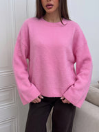 2026 Round Neck Knit Sweater: Loose-fitting, Lantern Sleeve, Long-sleeved, Relaxed Autumn/Winter Casual Pullover Knitwear
