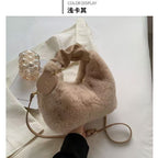 High-end plush tote bag for women, new autumn/winter style, fashionable and versatile, commuter shoulder bag/crossbody bag.