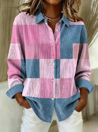 2026 New Women's Shirt, Collared Cardigan, Solid Color Knit 3D Print, Christmas Autumn/Winter