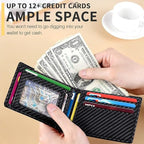 Men's Wallet, 11 Card Slots, Carbon Fiber Texture, Large Capacity, Bi-fold, Credit Card Holder