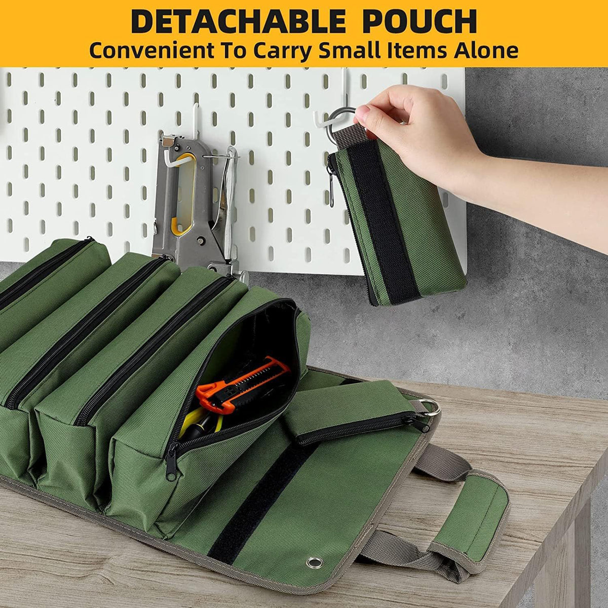 Roll-type hardware tool bag, garden-type electrician and woodworking storage bag, multi-functional car hanging storage bag in stock