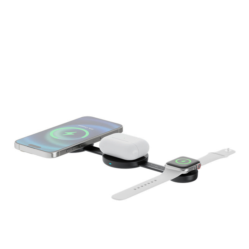 Multi-functional 3-in-1 wireless fast charging desktop folding wireless charger suitable for Apple phones and earphone stands