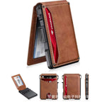 Bi-fold carbon fiber flip wallet, RFID anti-theft, stylish, large-capacity card holder with wallet and card compartment.