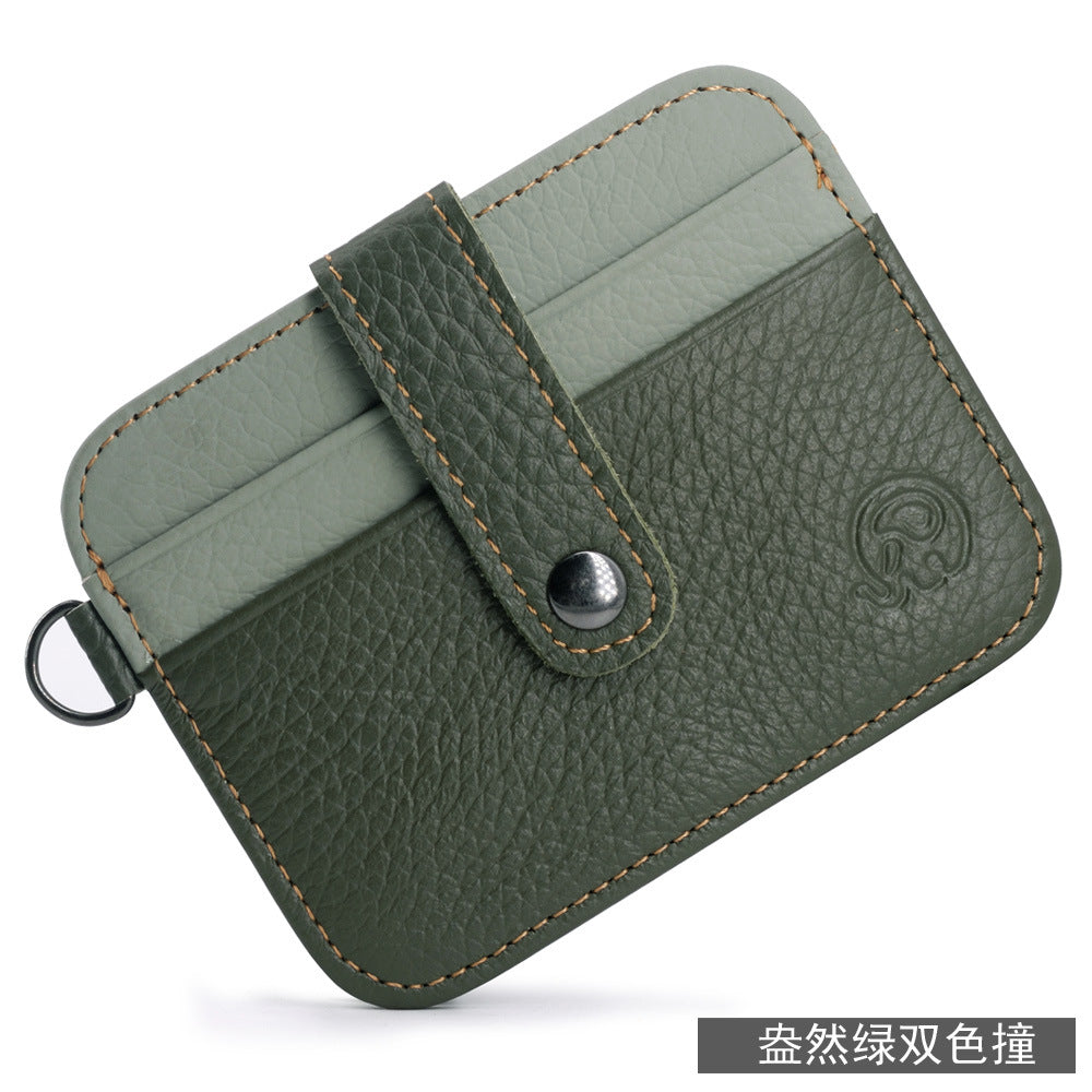 Small round elephant leather driver's license card holder, thin men's wallet/coin purse/short card holder, export style.
