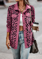 2026 Casual Style Cross-border Women's Clothing Autumn and Winter Fashion Leopard Print Button-down Long-sleeved Jacket