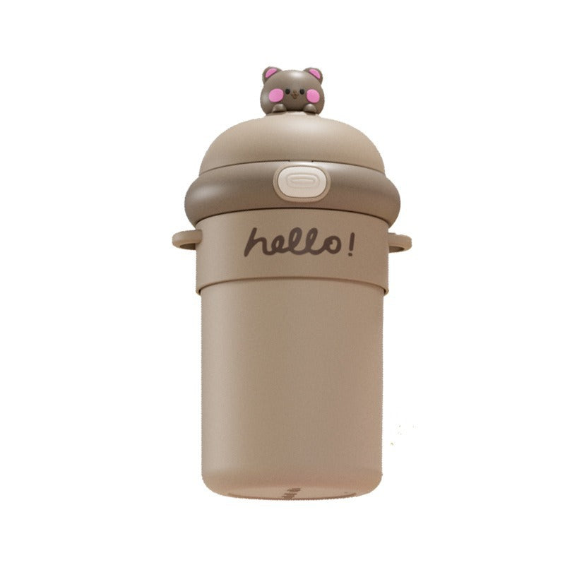 New cartoon water bottle for schoolgirls with strap, anti-scalding and heat-insulating glass cup, suitable as a gift for company team building or opening events.