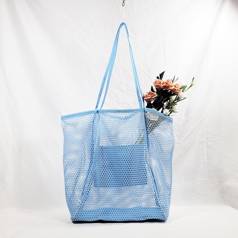 Large capacity women's beach bag, hollow mesh beach bag, outdoor travel storage bag, tote bag