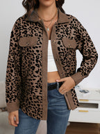2026 Casual Style Cross-border Women's Clothing Autumn and Winter Fashion Leopard Print Button-down Long-sleeved Jacket