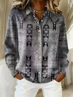 2026 New Women's Shirt, Collared Cardigan, Solid Color Knit 3D Print, Christmas Autumn/Winter