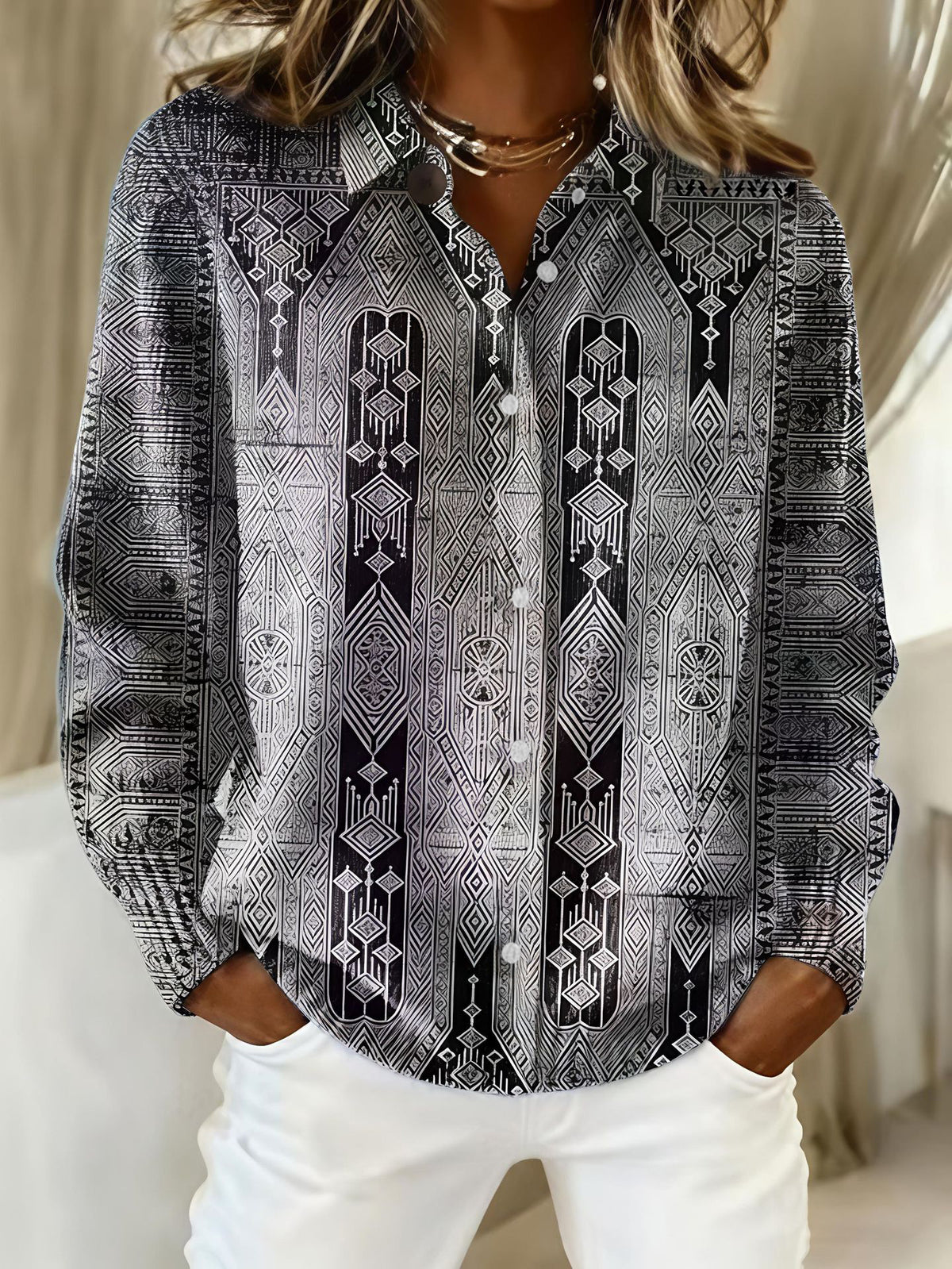 2026 New Women's Shirt, Collared Cardigan, Solid Color Knit 3D Print, Christmas Autumn/Winter