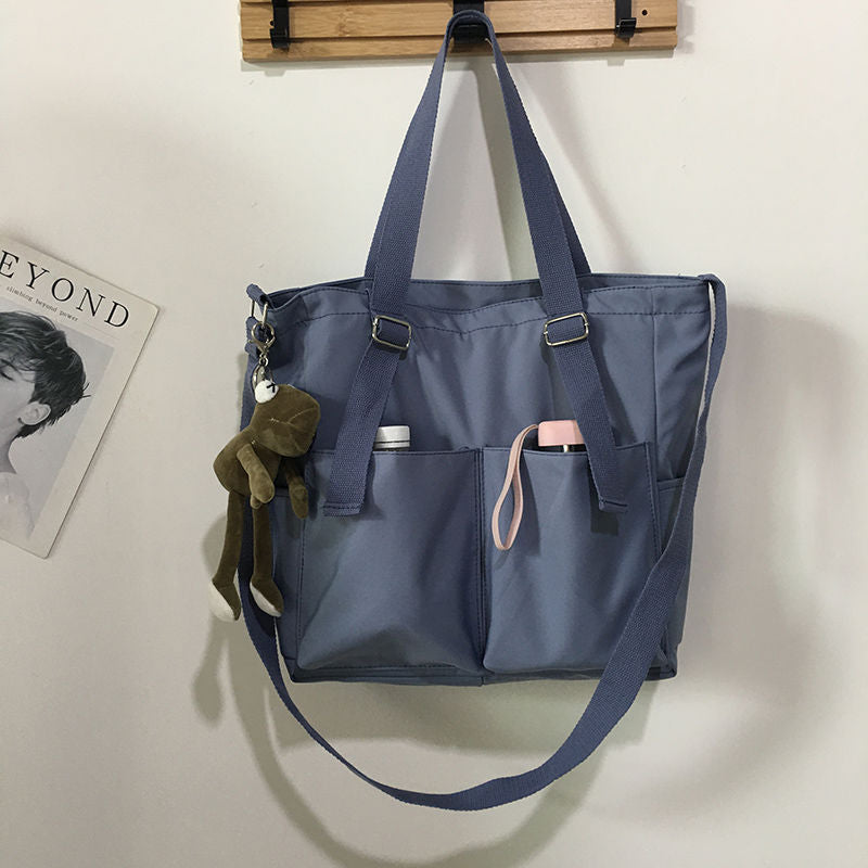Waterproof bag large-capacity canvas bag Harajuku Japanese one-shoulder large bag college style