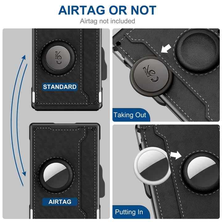 Bi-fold carbon fiber flip wallet, RFID anti-theft, stylish, large-capacity card holder with wallet and card compartment.