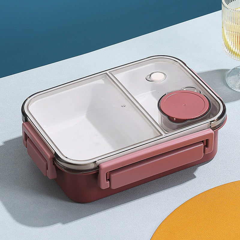 High-quality stainless steel divided lunch box, stylish plastic lunch box for students, salad box, microwaveable bento box for office workers.