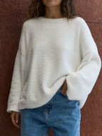 2026 Autumn/Winter New Style Faux Mink Cashmere Loose Round Neck Sweater for Women, Soft Knitted Pullover, Hot Selling Across Borders