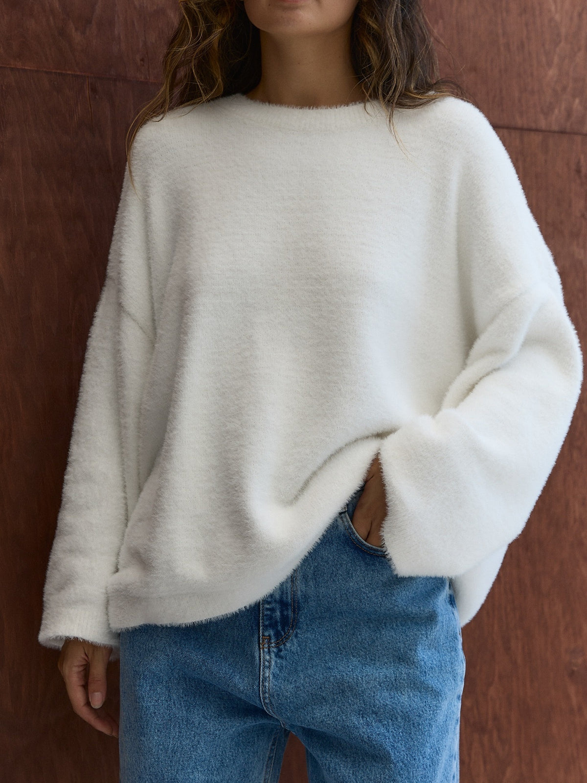 2026 Autumn/Winter New Style Faux Mink Cashmere Loose Round Neck Sweater for Women, Soft Knitted Pullover, Hot Selling Across Borders