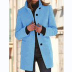 2026 Autumn/Winter Women's Clothing New Arrival Solid Color Button Stand Collar Woolen Coat