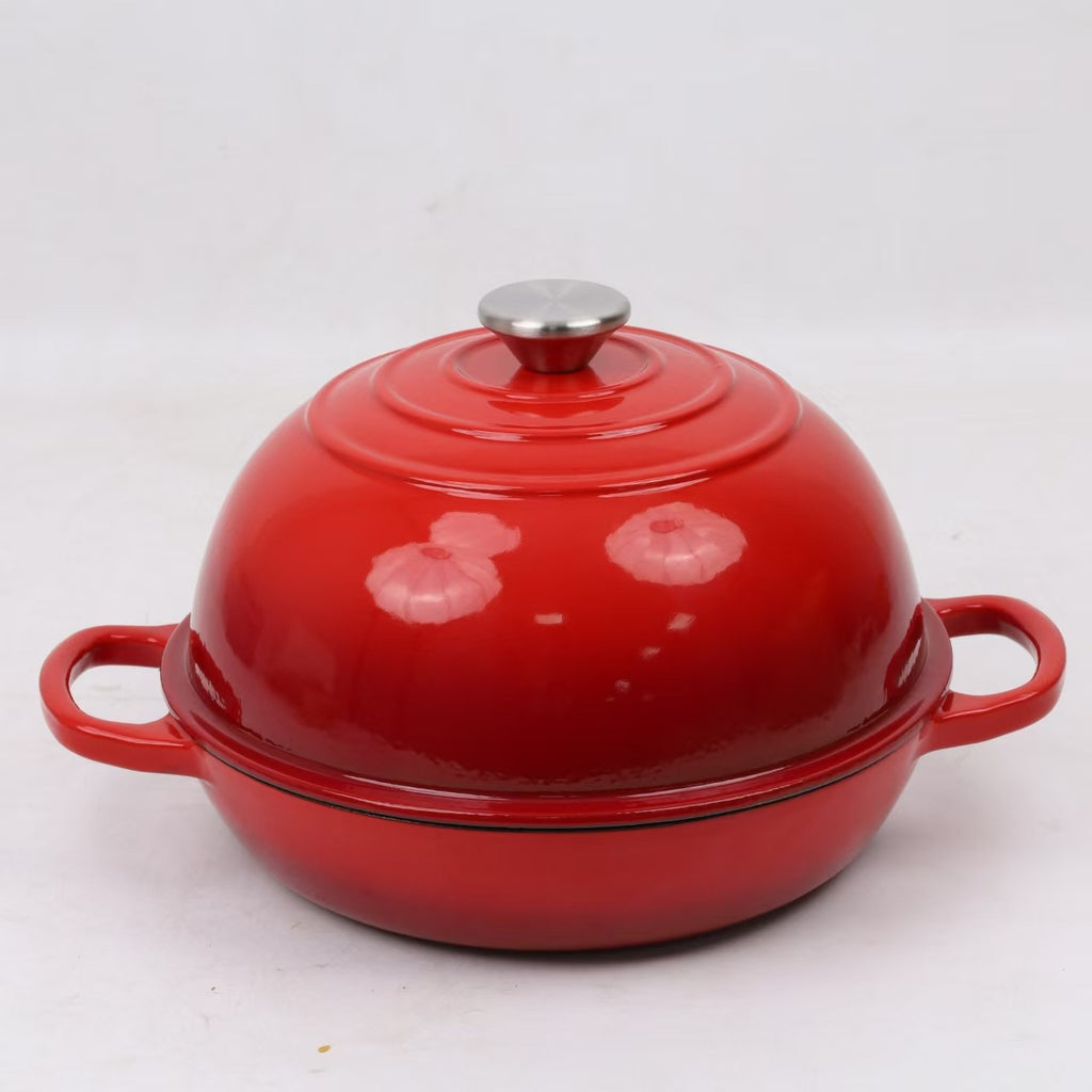 Cast iron enamel black bread pan/baking pan/frying pan, 26cm diameter.