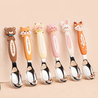 316 Cartoon Ingot Spoon Children's Stainless Steel Spoon Baby Feeding Spoon Cute Animal Spoon