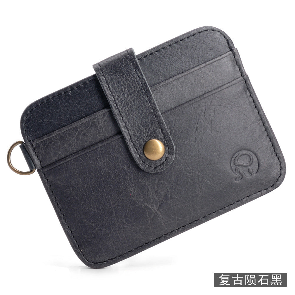 Small round elephant leather driver's license card holder, thin men's wallet/coin purse/short card holder, export style.
