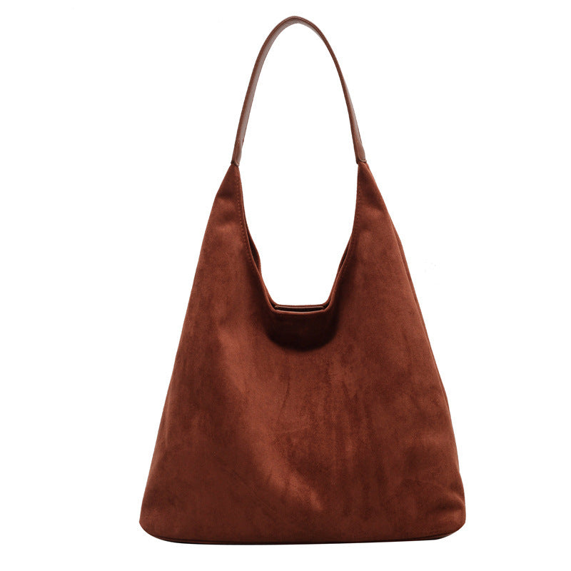 Casual commuter large capacity women's bag 2026 new autumn and winter suede tote bag niche versatile shoulder bag